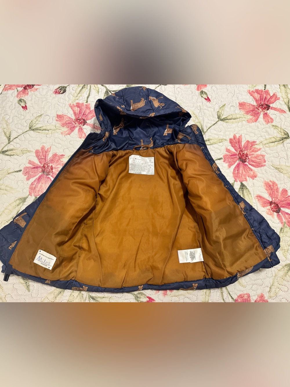 Rise Little Earthling Navy Leopard Print Puffer Jacket Size 2T / 3T Toddler - Picture 6 of 10